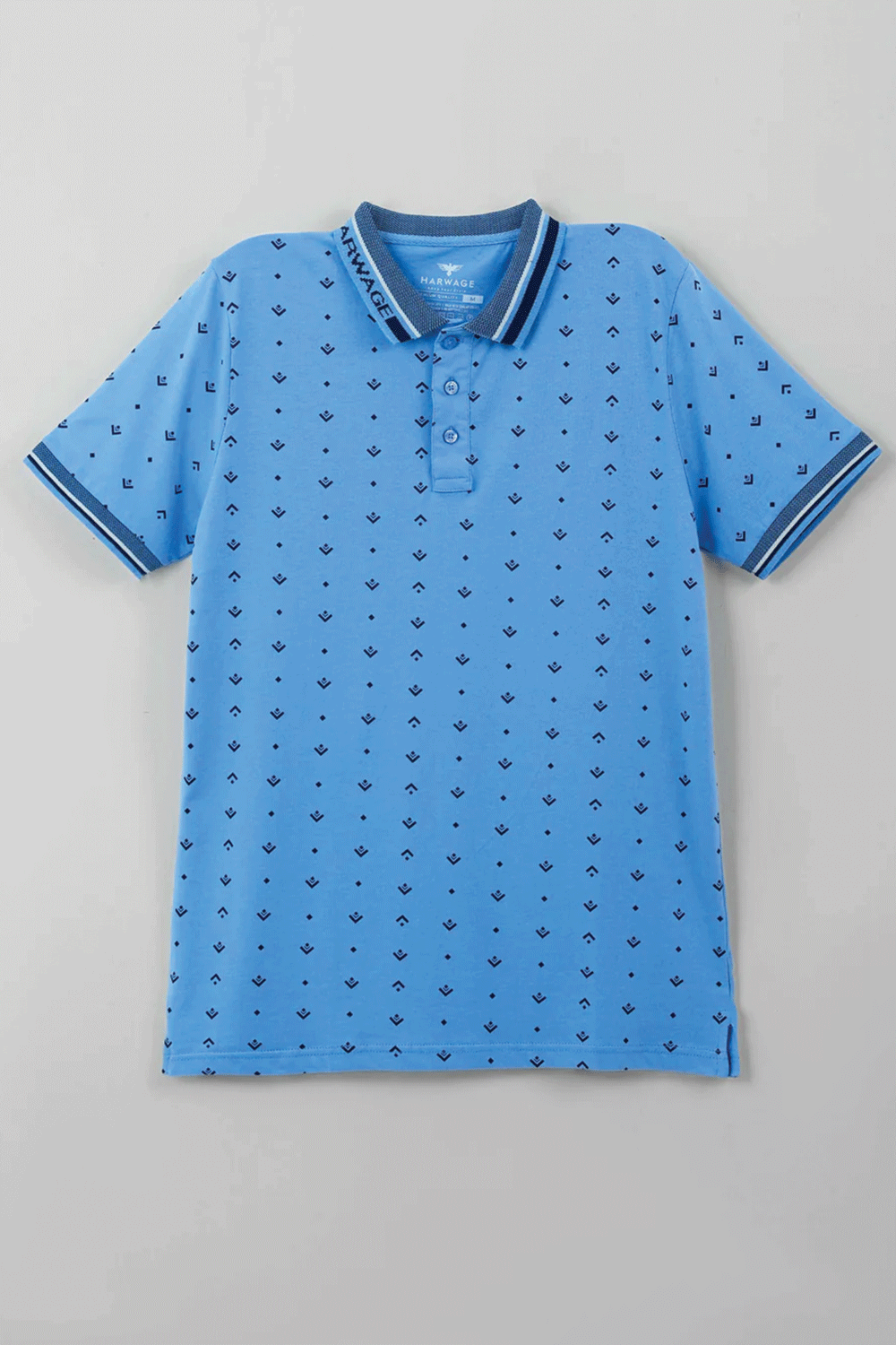 Men's All-Over Printed Jersey Polo Shirt  - Blue