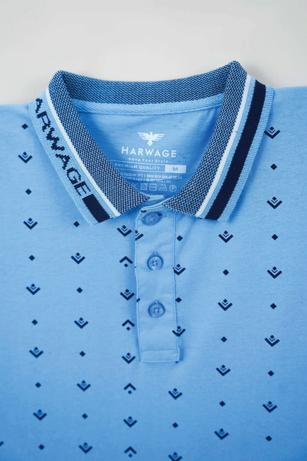 Men's All-Over Printed Jersey Polo Shirt  - Blue