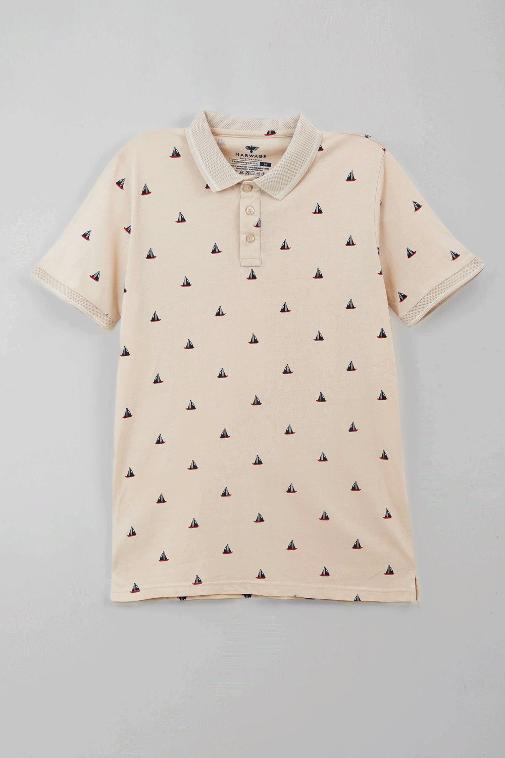 Men's All-Over Printed Jersey Polo Shirt - Crystal Grey