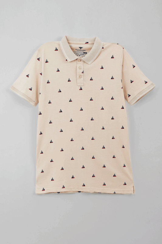 Men's All-Over Printed Jersey Polo Shirt - Crystal Grey