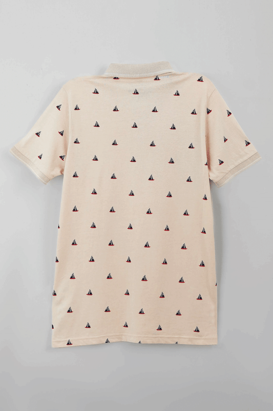 Men's All-Over Printed Jersey Polo Shirt - Crystal Grey