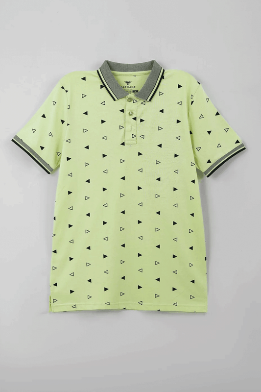 Men's All-Over Printed Jersey Polo Shirt - Hint of Mint