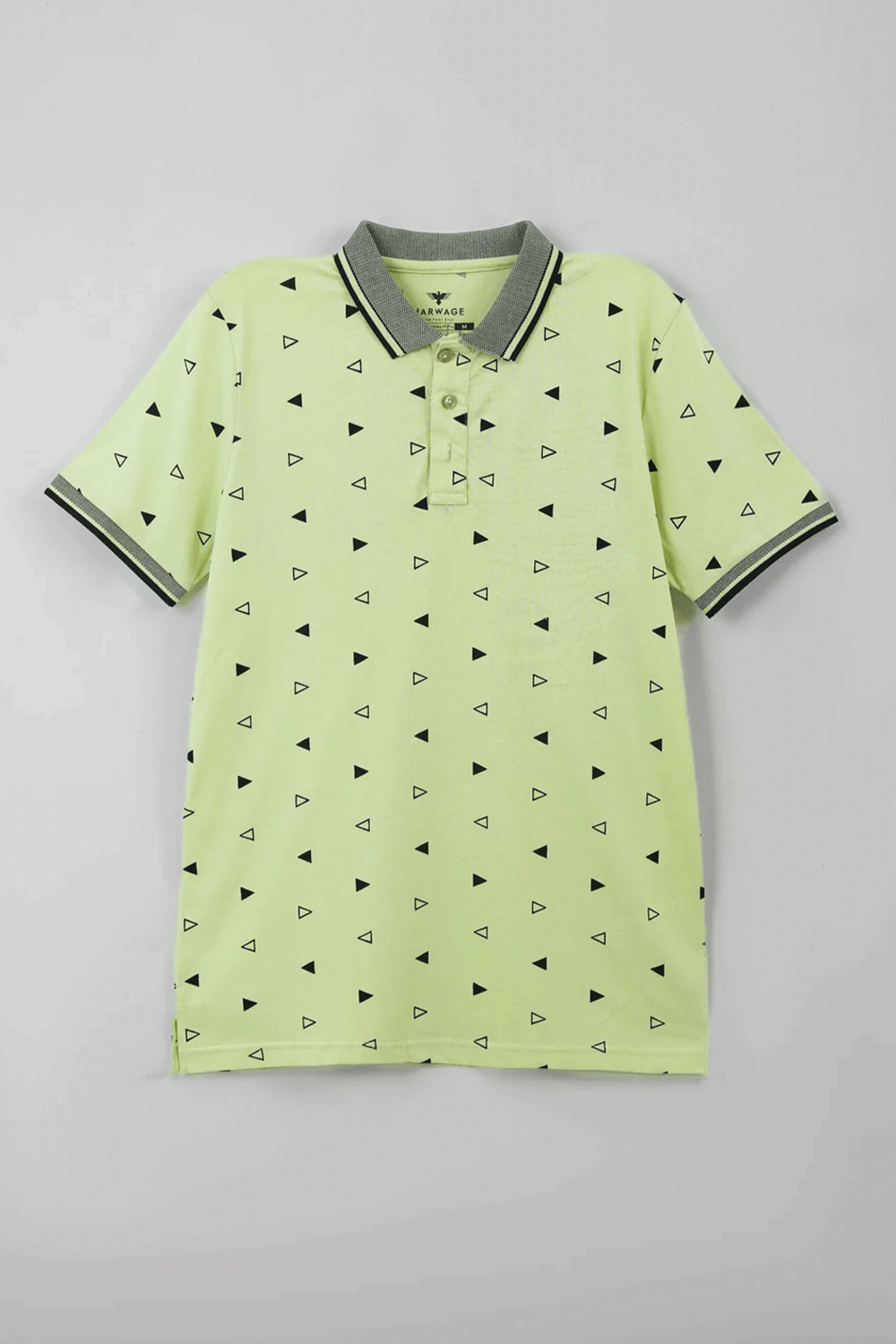 Men's All-Over Printed Jersey Polo Shirt - Lime Cream