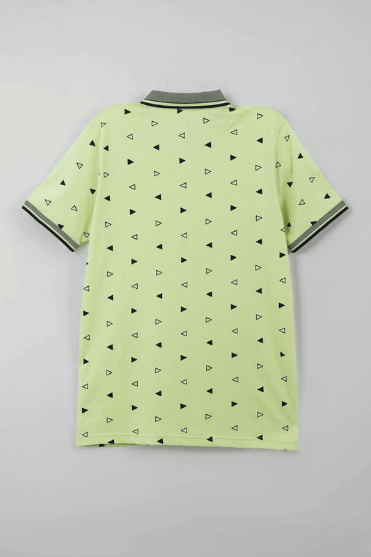 Men's All-Over Printed Jersey Polo Shirt - Lime Cream