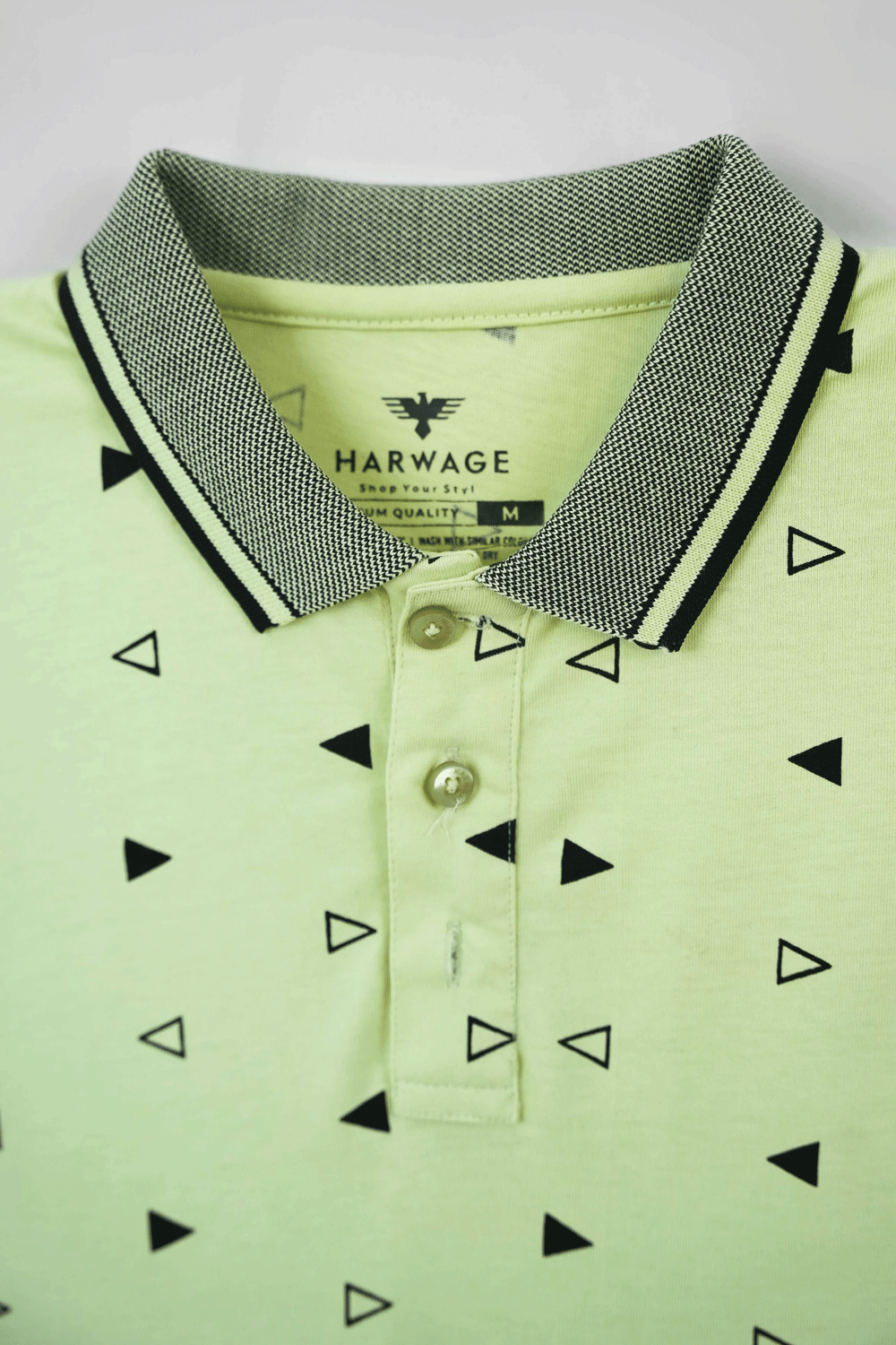 Men's All-Over Printed Jersey Polo Shirt - Lime Cream