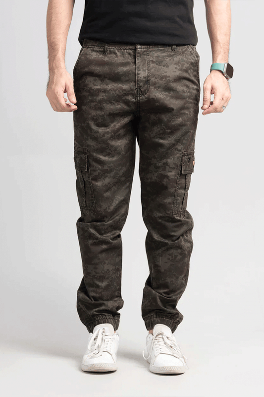 Men's Camo Stretch Denim Trousers - Green