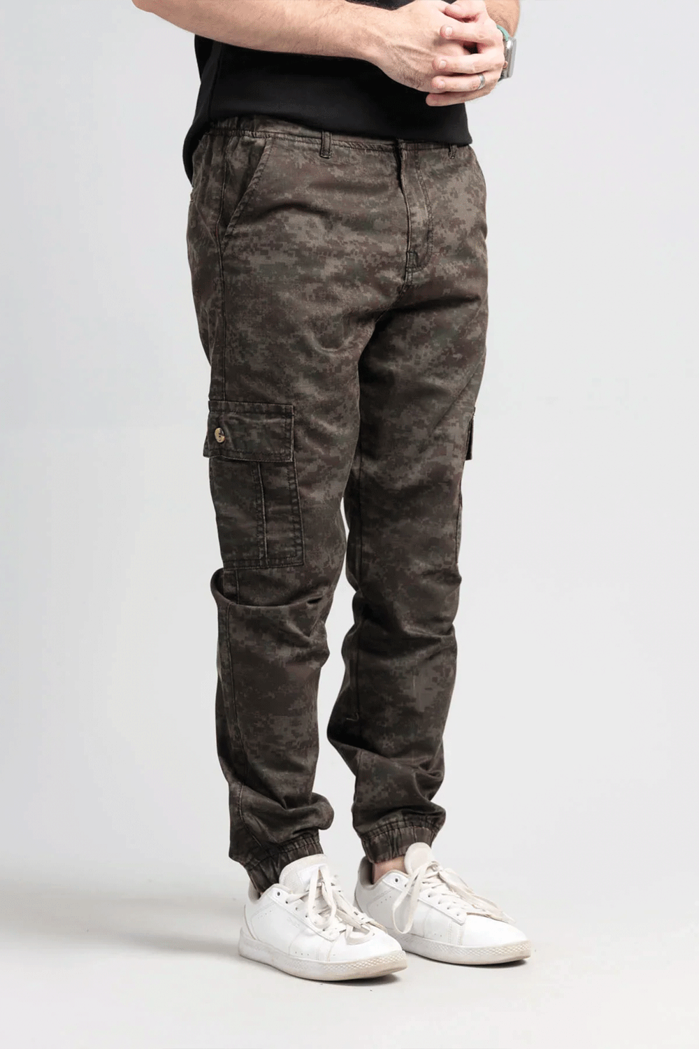 Men's Camo Stretch Denim Trousers - Green