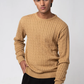 Men’s Crew Neck Cable Knit Sweater - Beige
