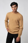Men’s Crew Neck Cable Knit Sweater - Beige