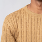 Men’s Crew Neck Cable Knit Sweater - Beige