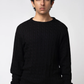 Men’s Crew Neck Cable Knit Sweater - Black