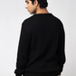 Men’s Crew Neck Cable Knit Sweater - Black
