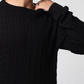 Men’s Crew Neck Cable Knit Sweater - Black