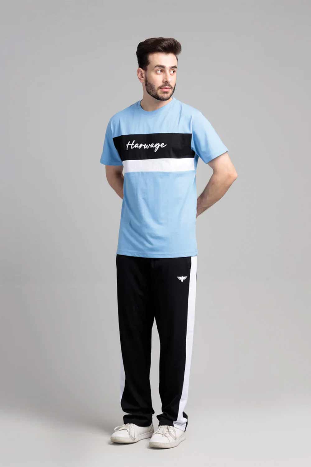 Men's Cut & Sew Two Piece Set - Blue