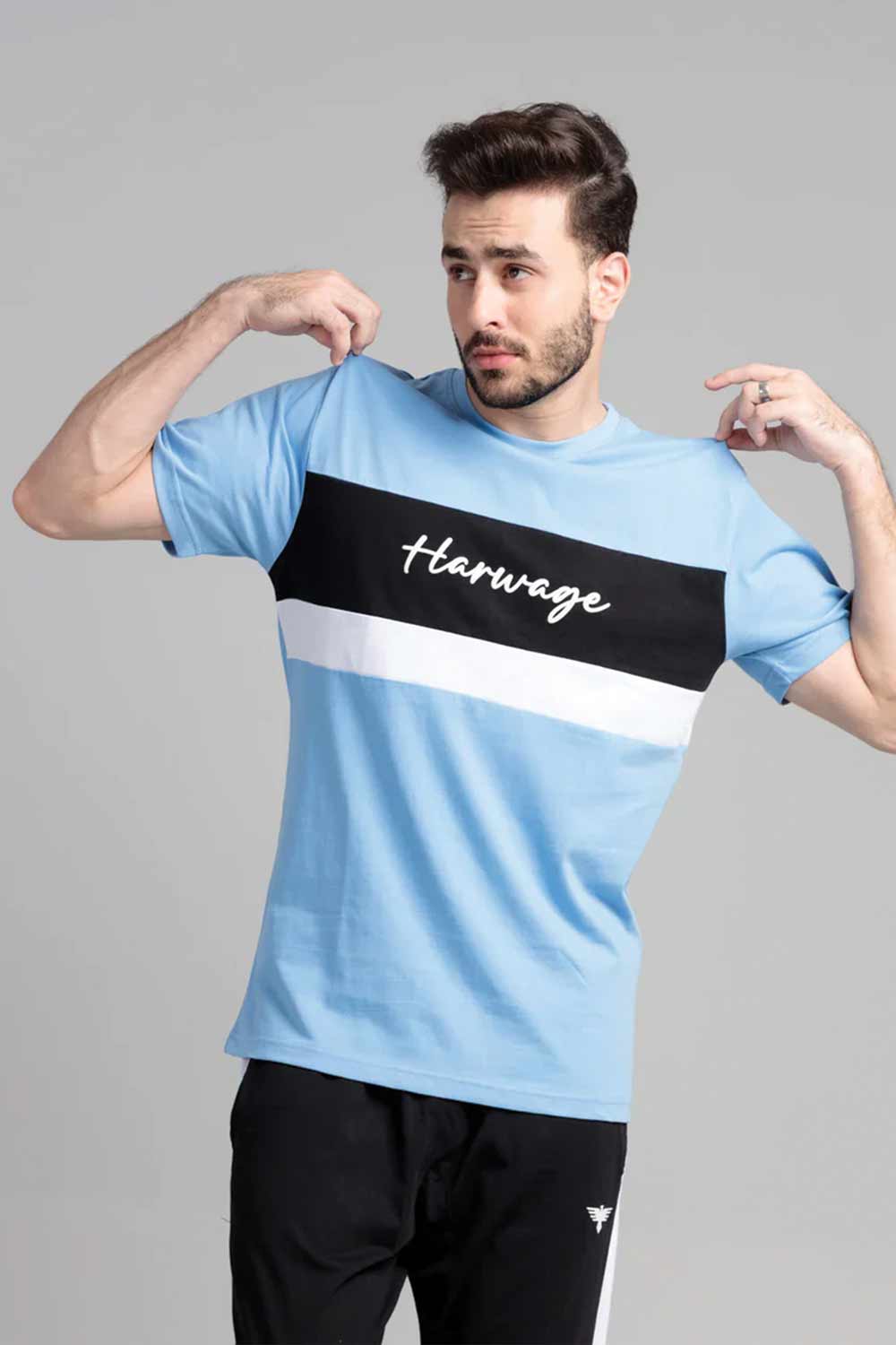 Men's Cut & Sew Two Piece Set - Blue