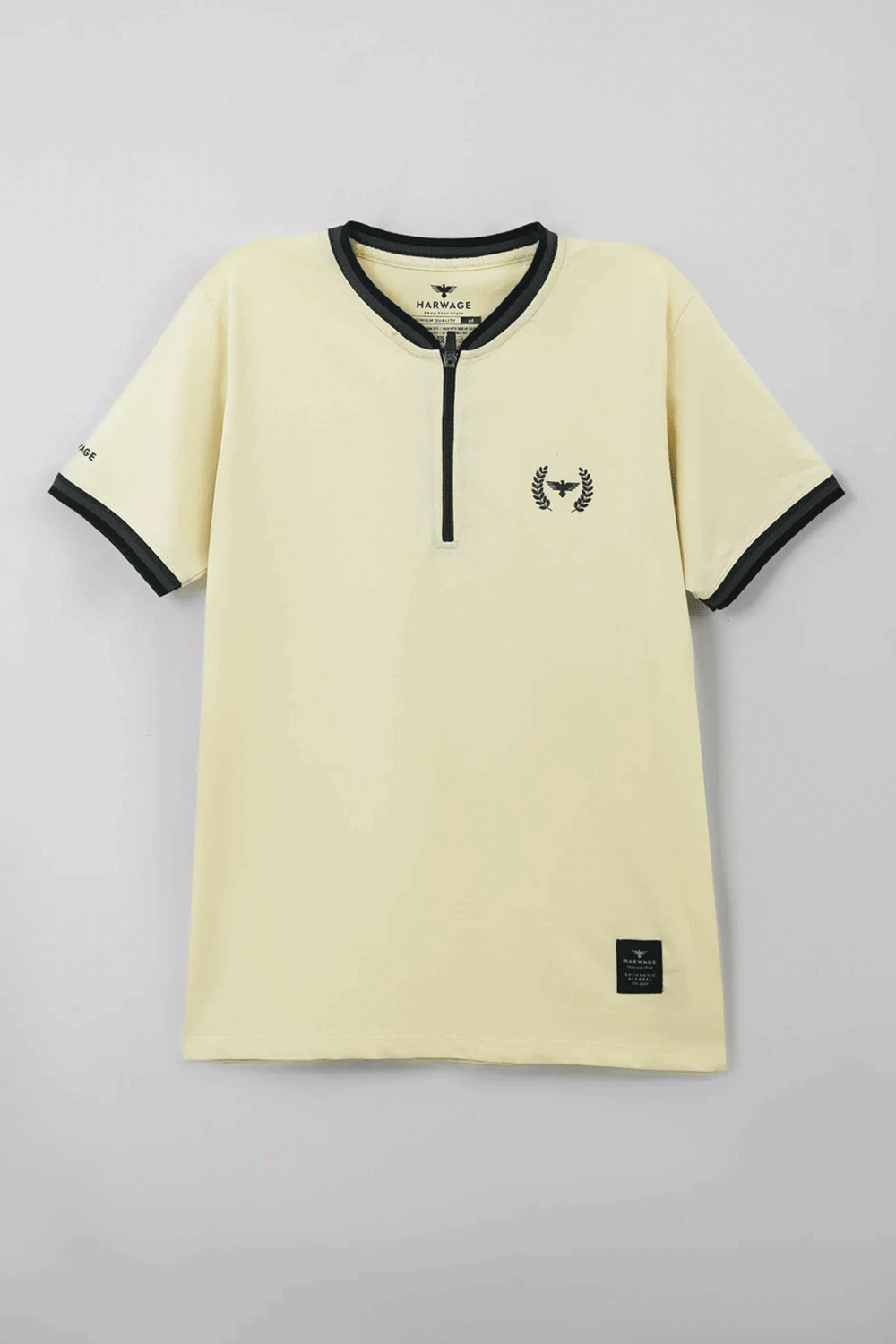 Men's Henley Zip Pique Polo Shirt - Cloud Cream