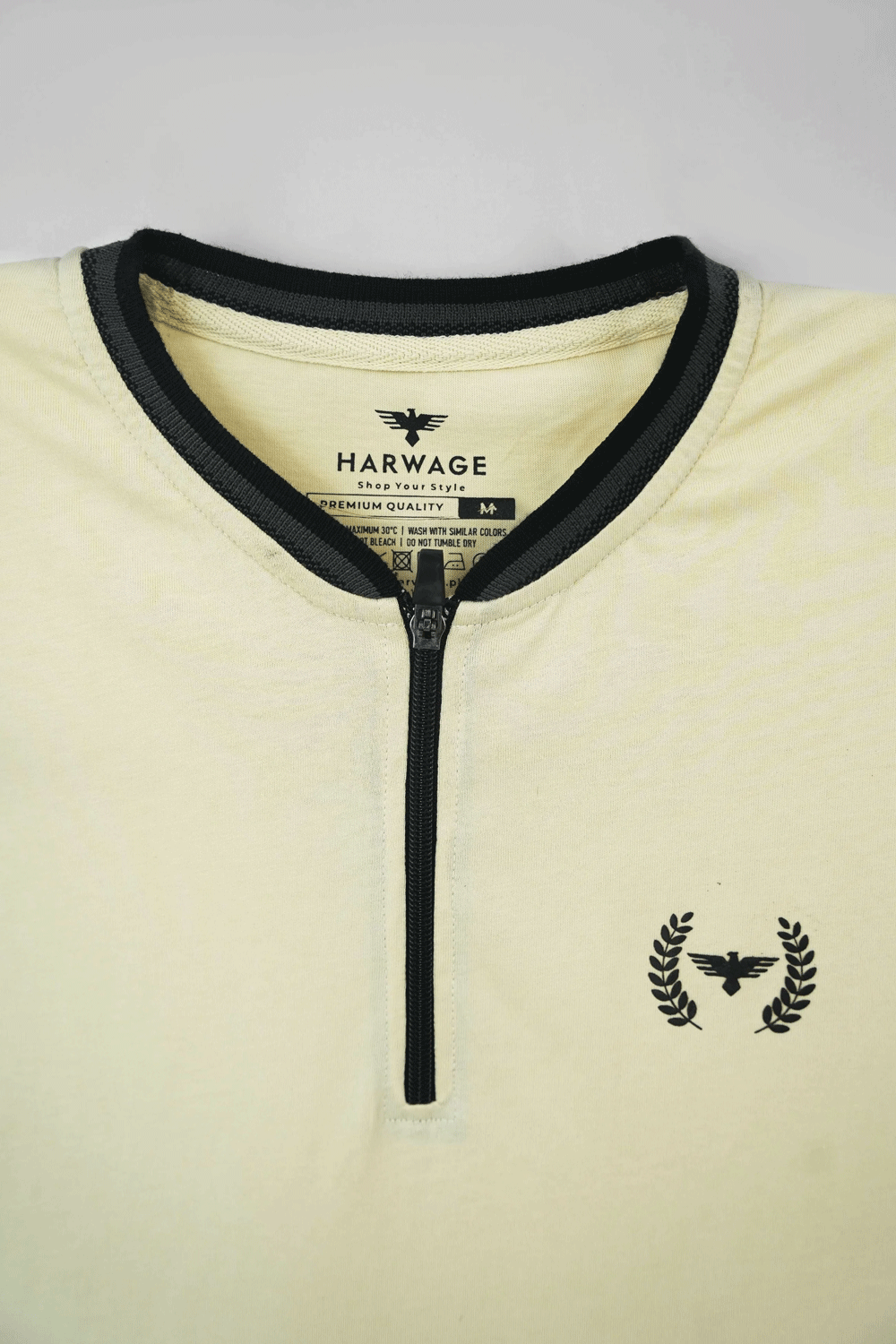 Men's Henley Zip Pique Polo Shirt - Cloud Cream