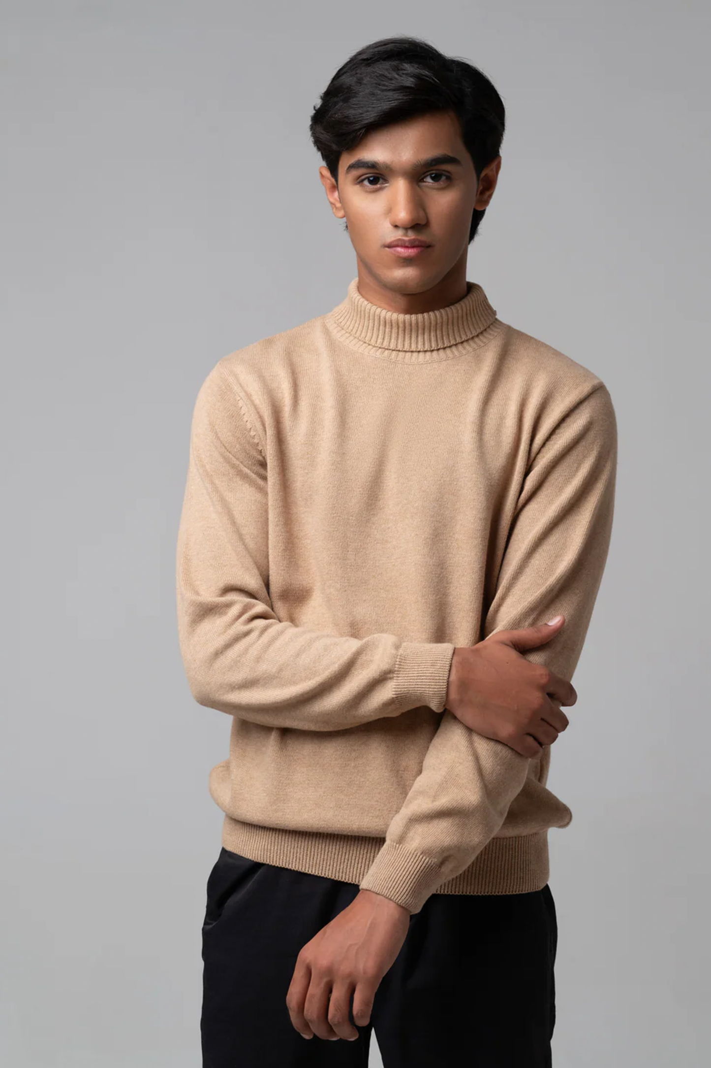 Men’s Turtle Neck Sweater - Beige