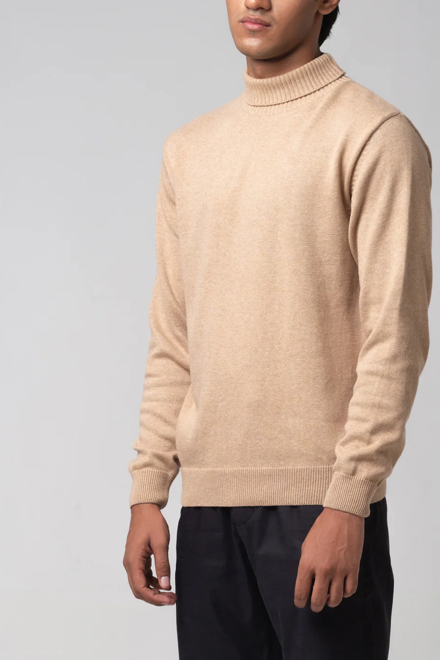 Men’s Turtle Neck Sweater - Beige