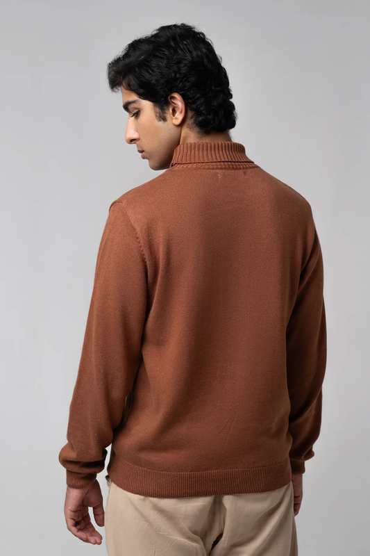 Men’s Turtle Neck Sweater - Brown