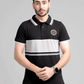 Men's Yarn Dyed Pique Polo Shirt - Jet Black & Quiet Grey