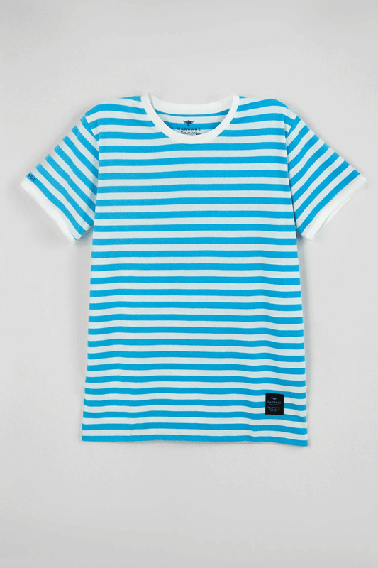 Men's Yarn Dyed Striped T-Shirt - Cyan Blue