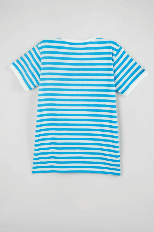 Men's Yarn Dyed Striped T-Shirt - Cyan Blue