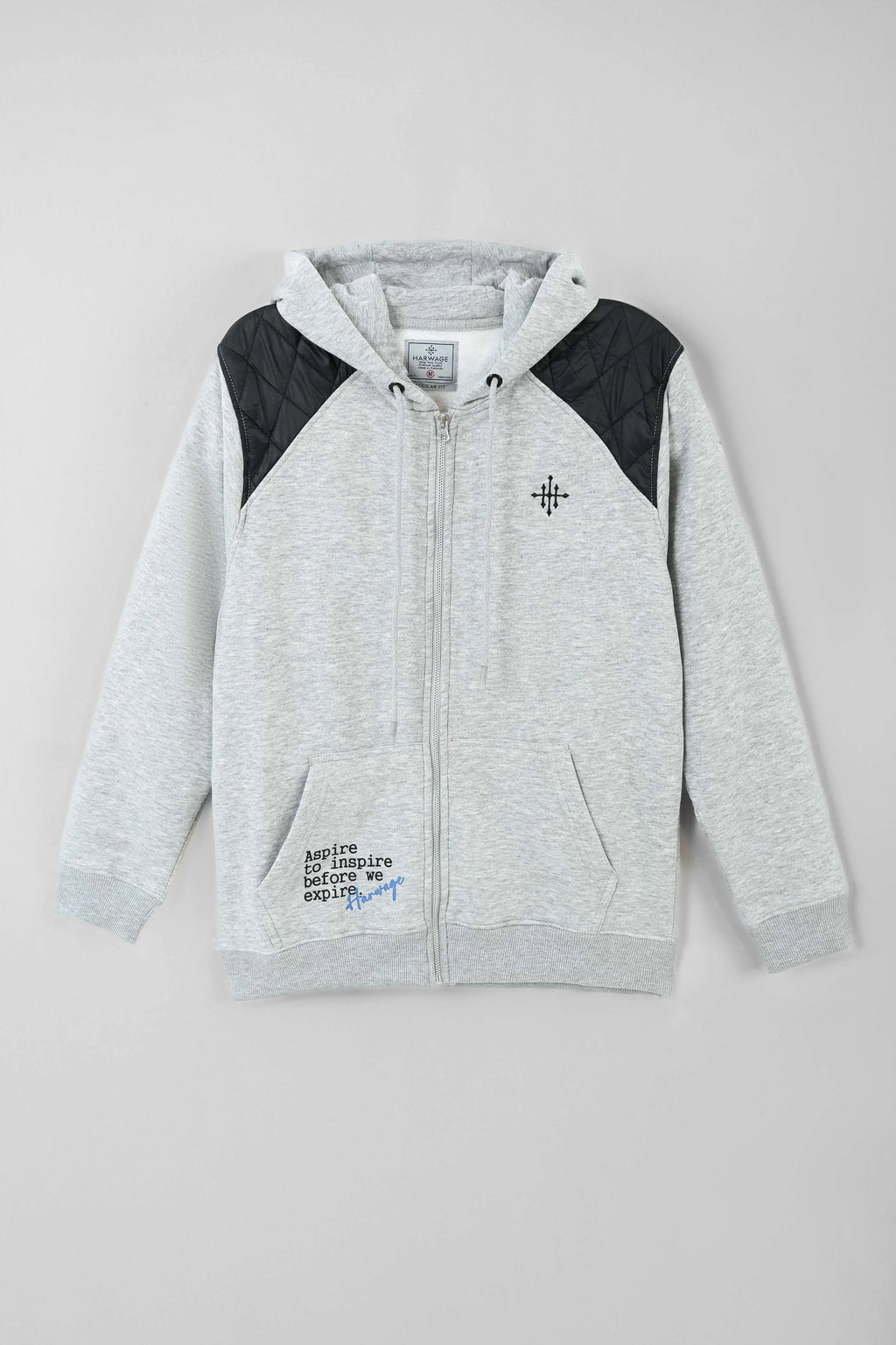 Men’s Grey LSF Fleece Hoodie with Black Shoulder Panels