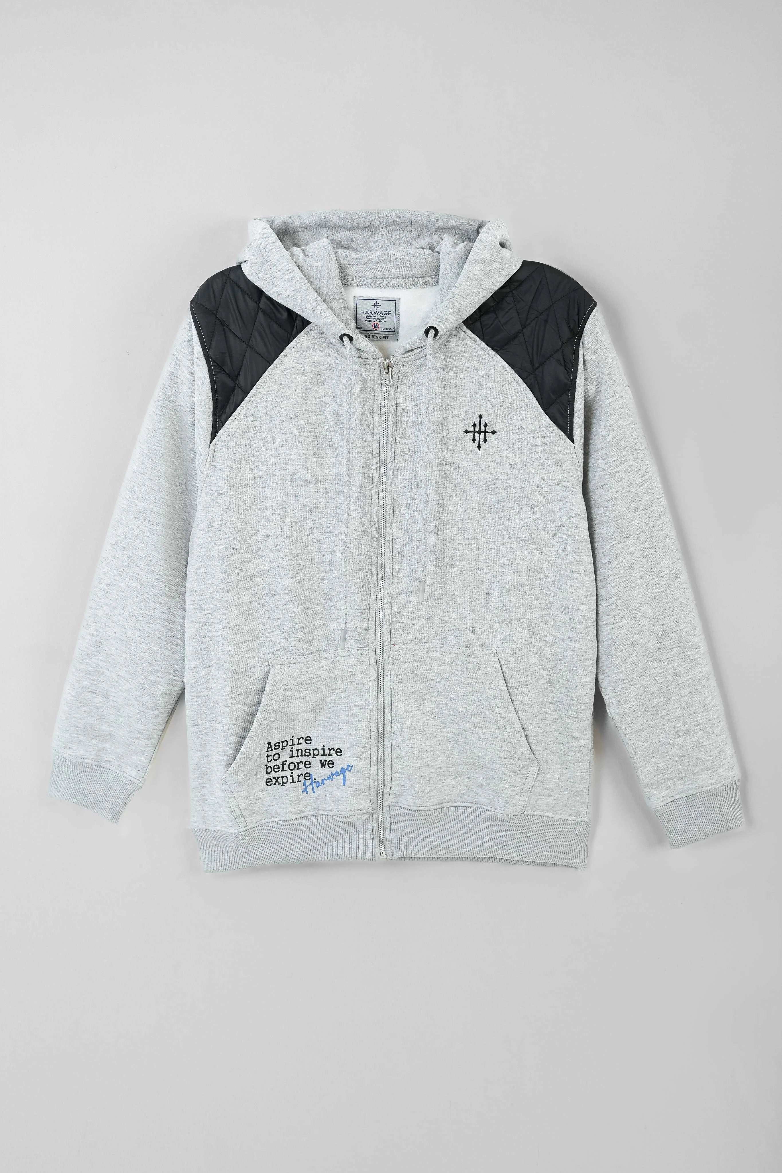 Men’s Grey LSF Fleece Hoodie with Black Shoulder Panels
