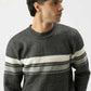 Men’s Grey Regular Fit Jersey with white stripes on a plain background