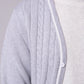 Men’s Grey V-Neck Cardigan with Button Closure and Cable Knit Design
