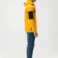 Men’s Yellow Hoodie with Black Shoulder Panels and Hoodie Drawstrings