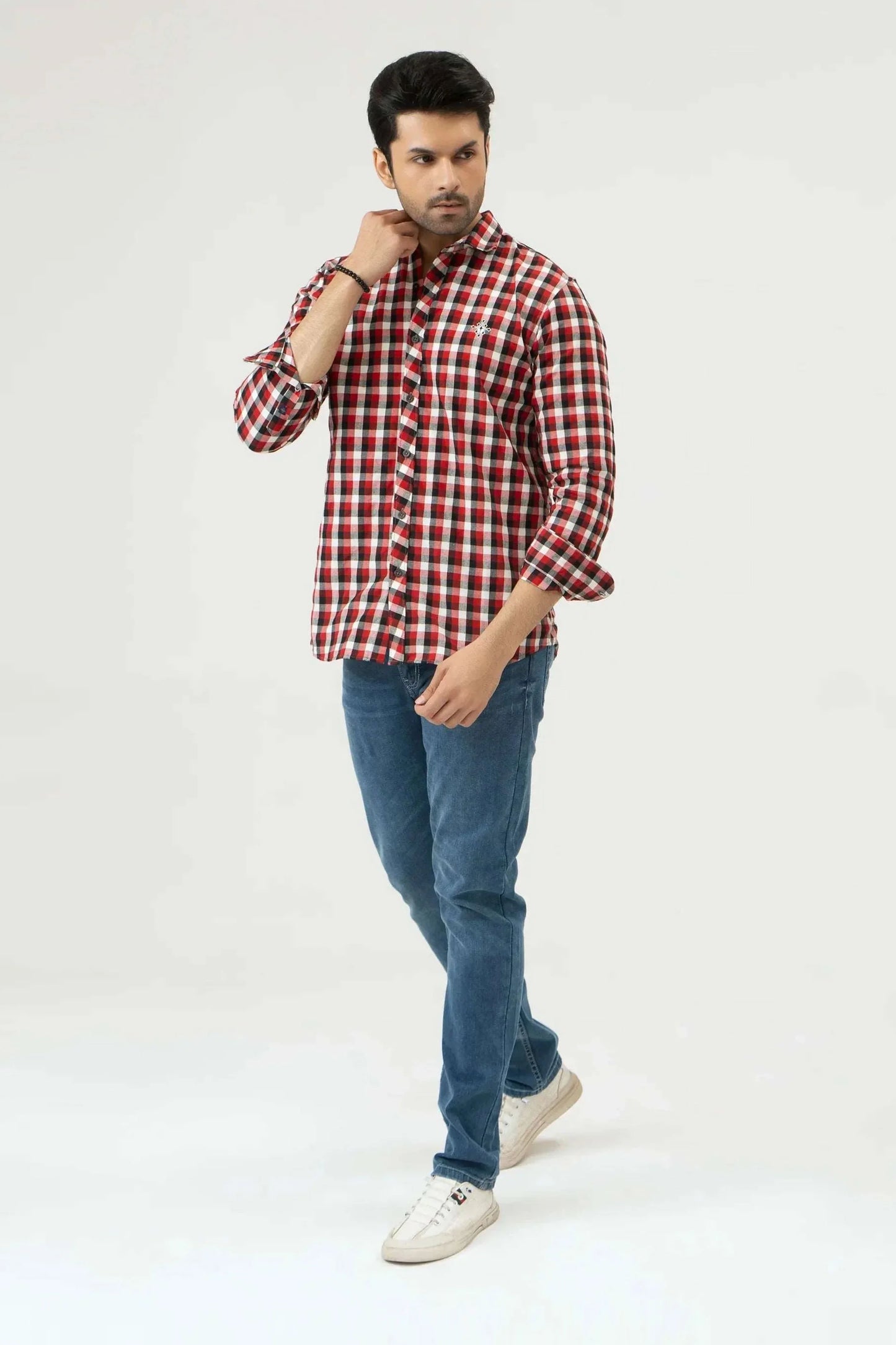 Men’s multi checkered casual dress shirt