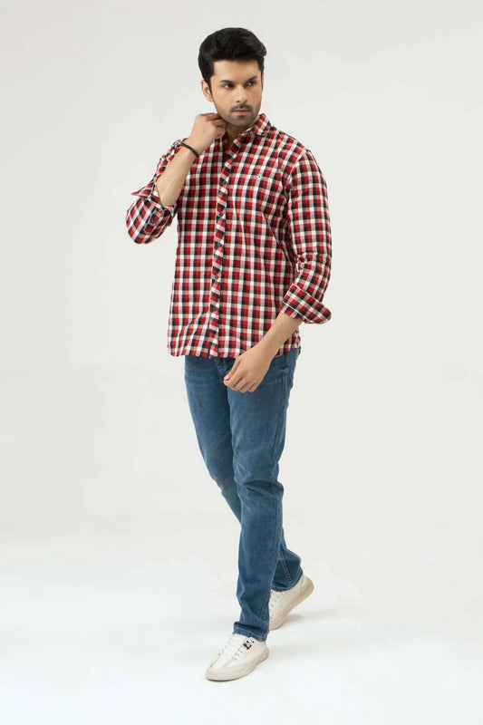 Men’s multi checkered casual dress shirt
