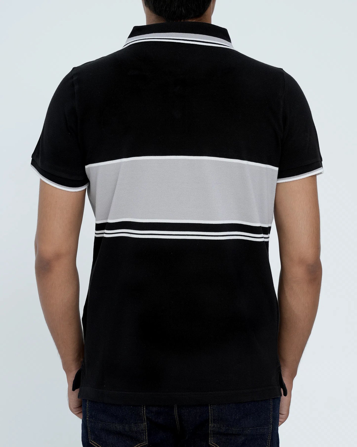 Mens Dyed Yarn Polo Shirt - Jet Black