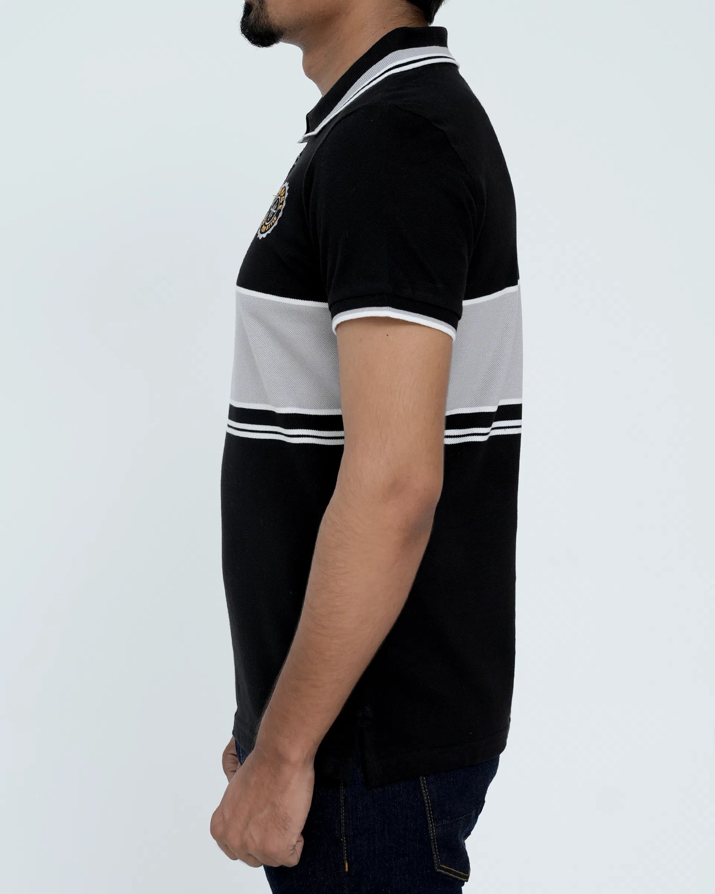 Mens Dyed Yarn Polo Shirt - Jet Black