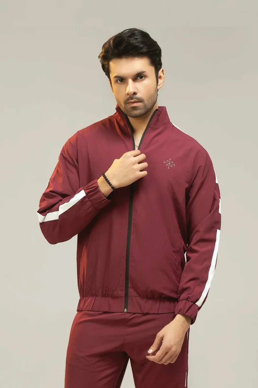 Men’s Maroon Regular Fit Tracksuit