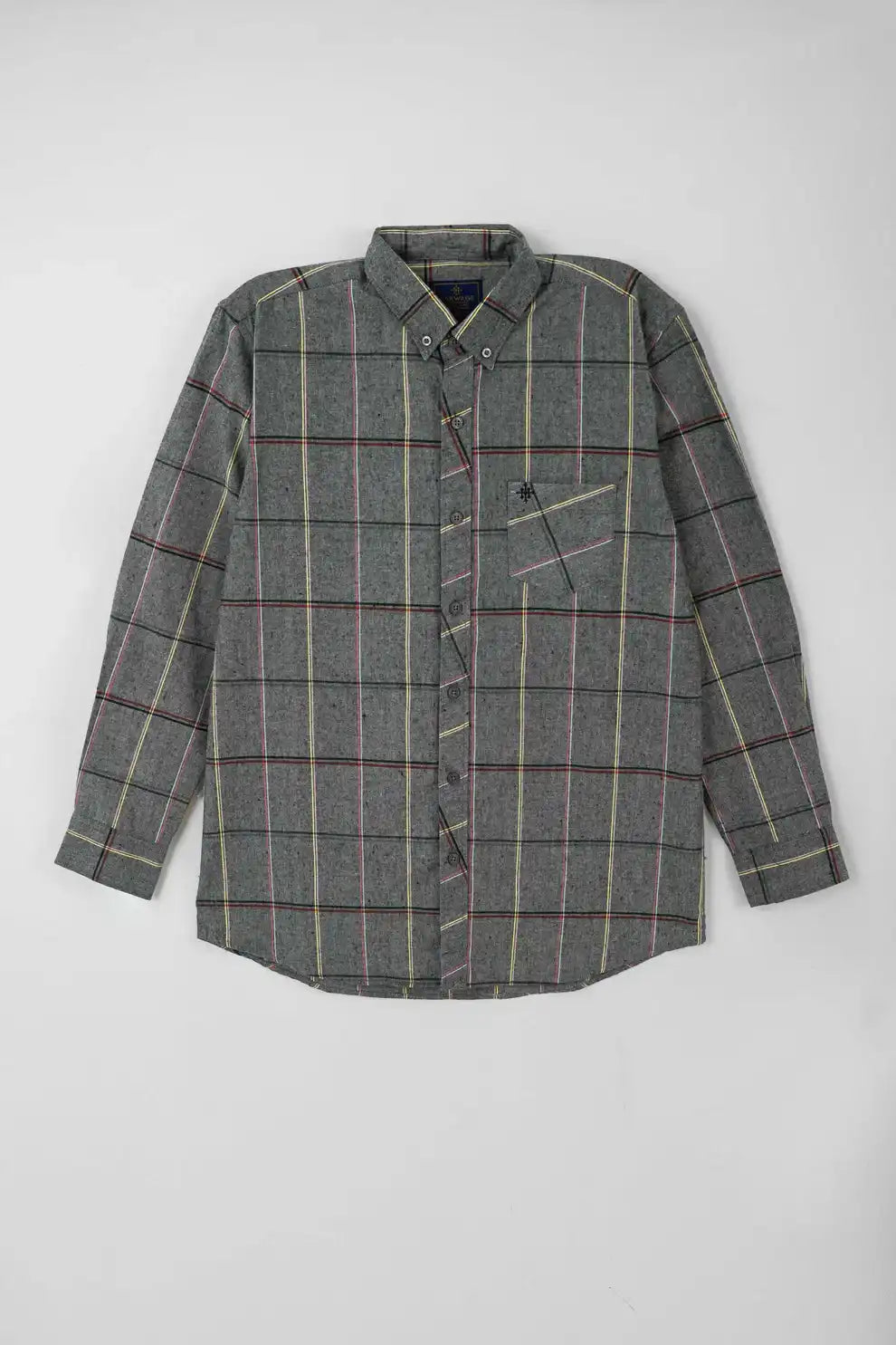 Men’s classic grey checkered casual shirt