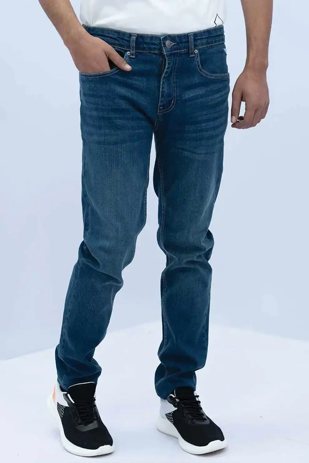 Mens green tint carrot fit jeans