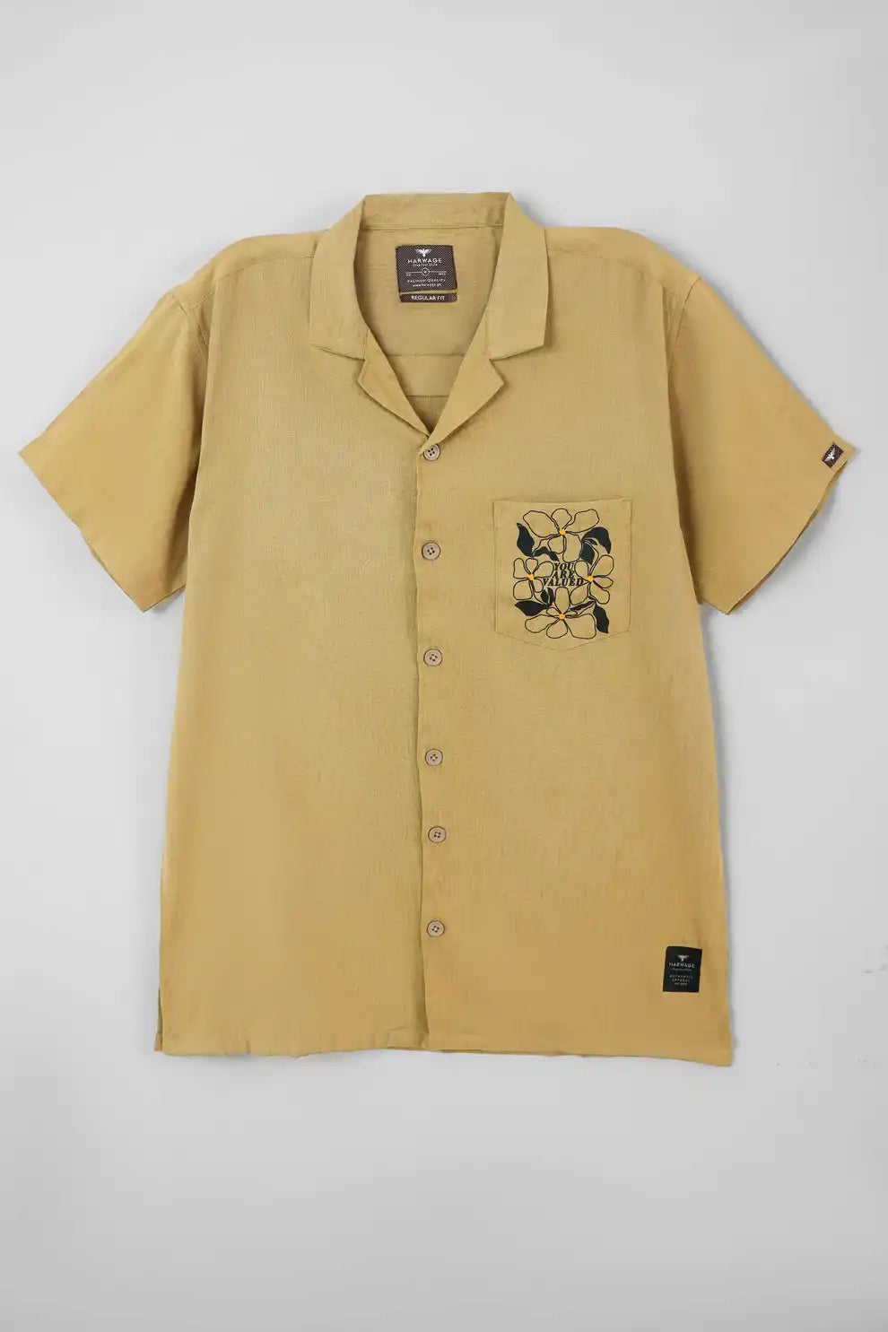 Men’s khaki casual resort collar shirt