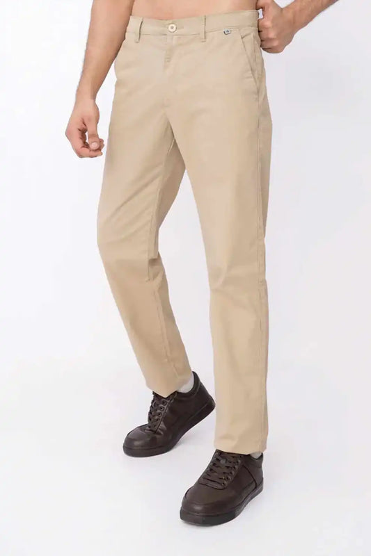 Men’s khaki elasticated chino pants