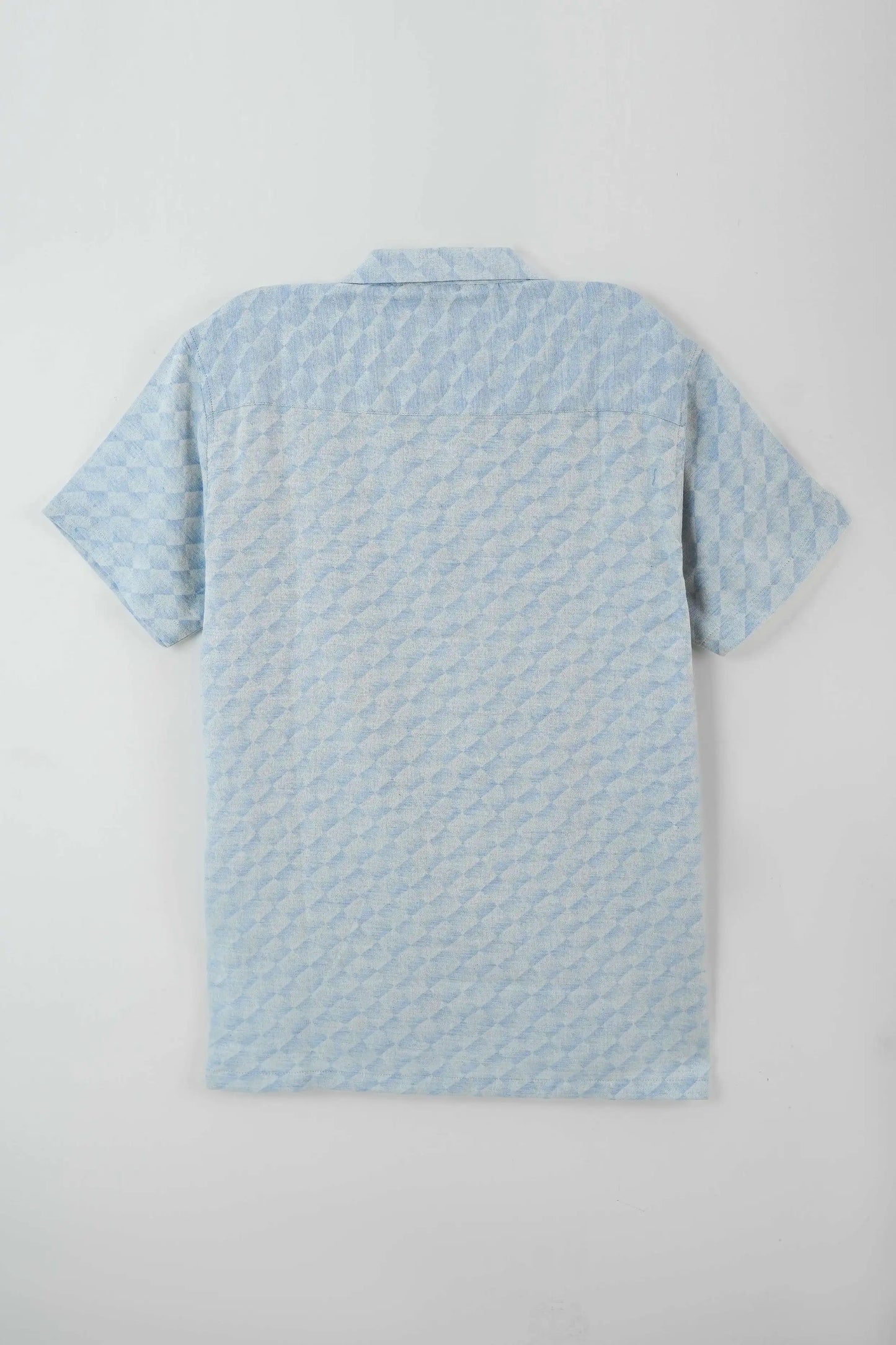 Men’s light blue textured resort collar casual shirt