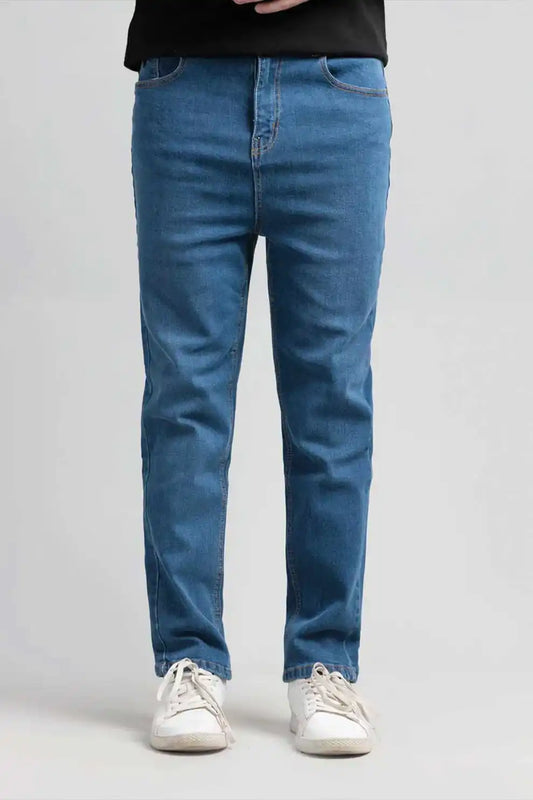 Men’s mid blue denim chinos