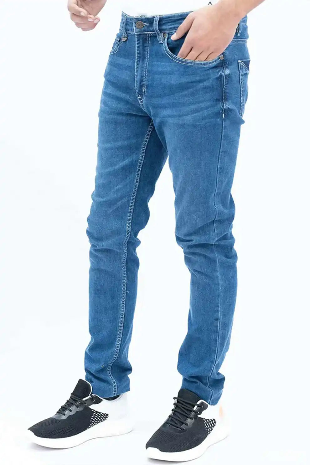 Men’s mid blue slim fit denim jeans