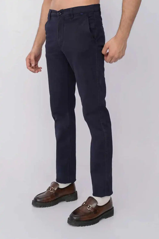 Men’s navy elasticated chino pants