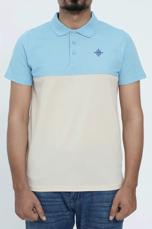 Men’s sky/white cutline polo shirt