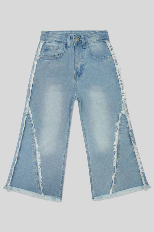 Mid Blue Girls Straight Fit Jeans