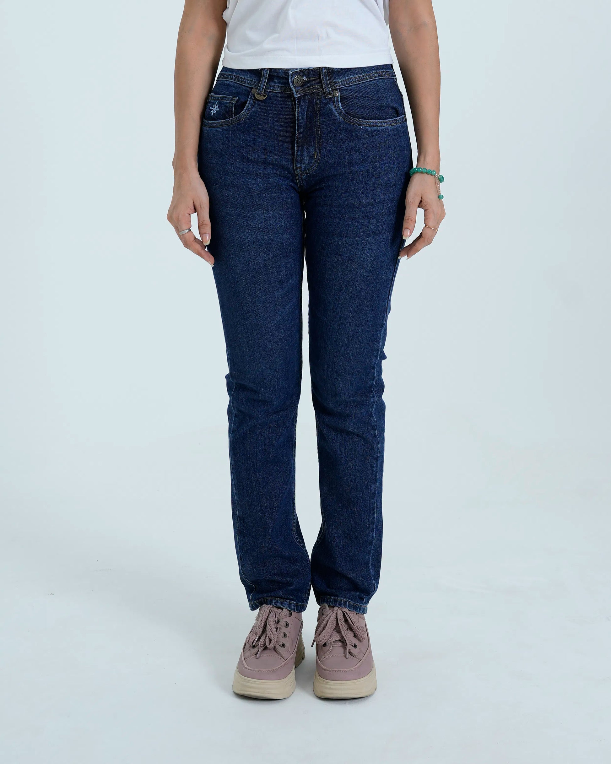 Women’s Mid Blue Straight Fit Denim Jeans