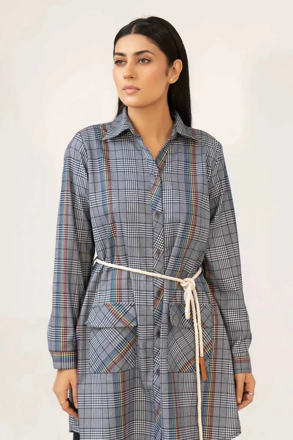 Women’s Multi Checkered Tunic Dress Shirt