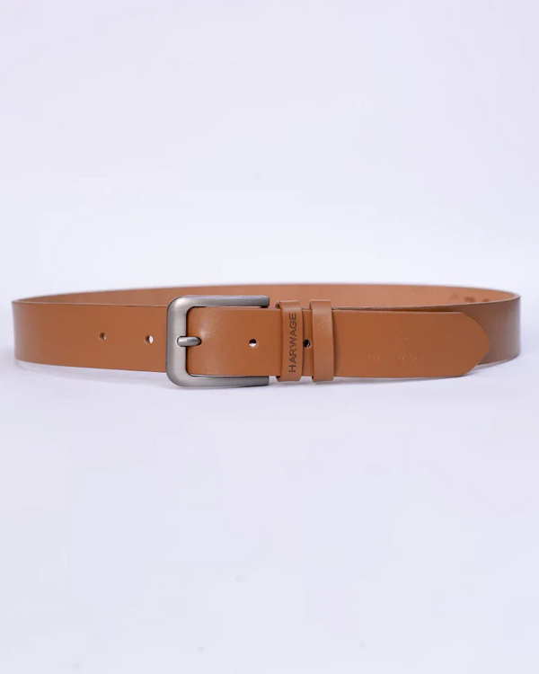 Men Faux Leather Belt - Burnt Sienna Mustard